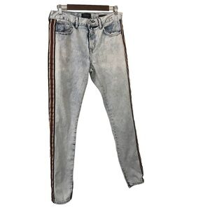 Pacsun mens stacked skinny light wash tuxedo stripe denim jeans